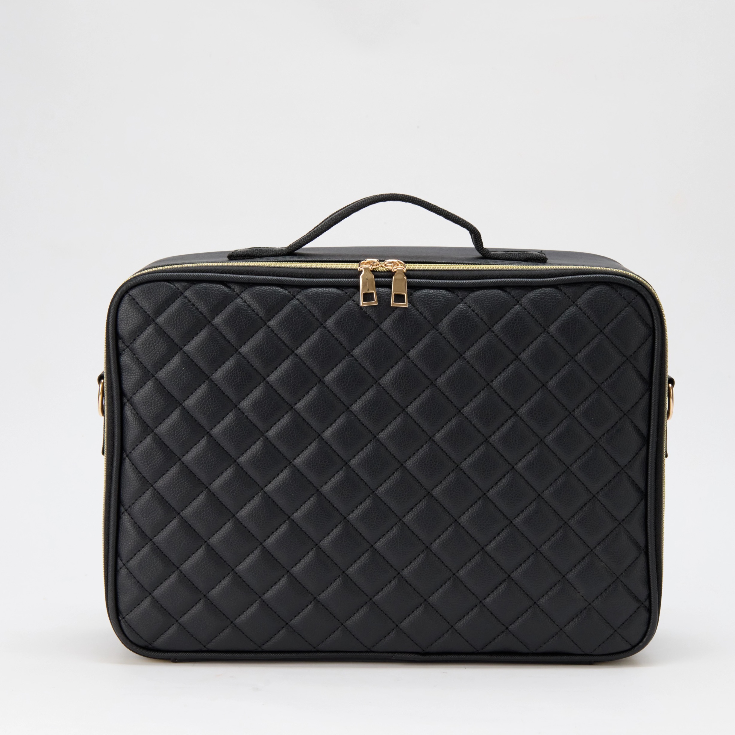 Portable PU makeup case bag with LED mirror