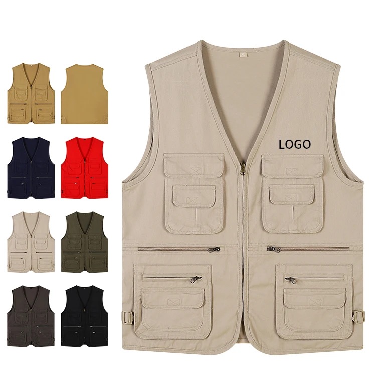 Multi pockets fisherman vest waistcoat for climbing hiking journalist photography camping vest